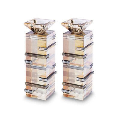 פמוטי קריסטל זהב שחור 20 סמ