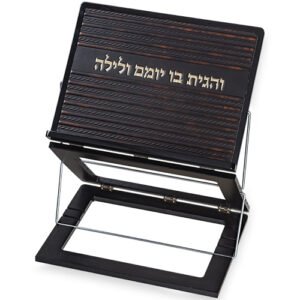 שטנדר עץ מהגוני 3 קומות עם פלקטה דמוי עור 35X32 ס"מ