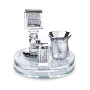 סט הבדלה מגש מסתובב קריסטל שקוף