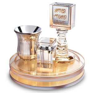 סט הבדלה מגש מסתובב קריסטל זהב