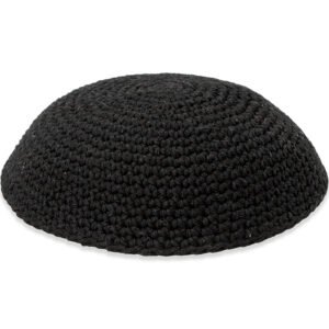 כיפה סרוגה 18 ס"מ שחור חלק - 12 יח