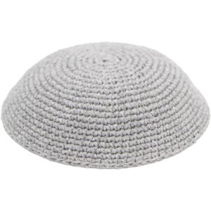 כיפה סרוגה 19 ס"מ אפור חלק - 12 יח