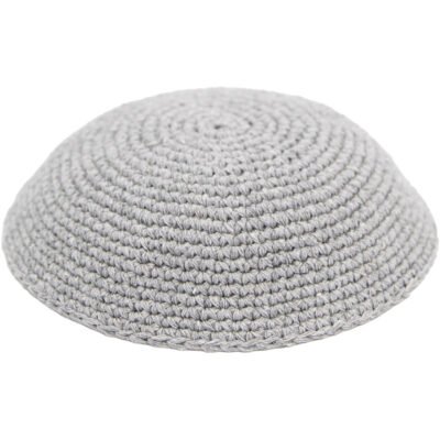 כיפה סרוגה 19 ס"מ אפור חלק - 12 יח