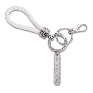 מחזיק מפתחות ניקל עם לולאה מזל ברכה והצלחה ושיבוץ אבנים