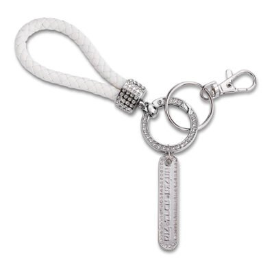 מחזיק מפתחות ניקל עם לולאה מזל ברכה והצלחה ושיבוץ אבנים