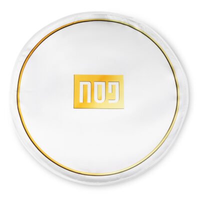 כיסוי מצה 3 שכבות הדפס לבן עם פלקטה זהב 45סמ