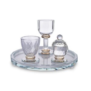 סט הבדלה מהודר מקריסטל עם מגש 25 ס"מ
