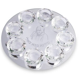 פמוט זכוכית עם 8 פמוטי קריסטל מהודרים בבא סאלי 27 ס"מ