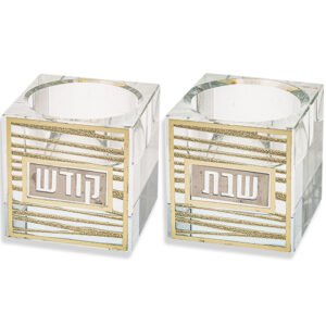 פמוטי קריסטל עם פלקטה "פסים" 5 ס"מ