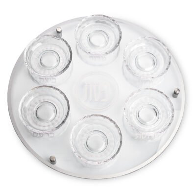 צלחת פסח מזכוכית וקריסטל מהודרת 40 ס"מ