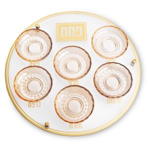 צלחת פסח מזכוכית וקריסטל מהודרת 40 ס"מ