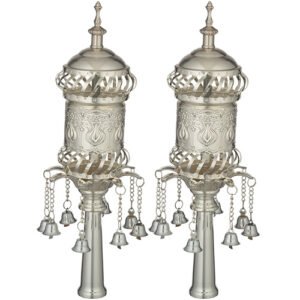 זוג רימונים ציפוי כסף לספר תורה 32 ס"מ