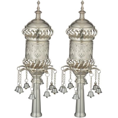 זוג רימונים ציפוי כסף לספר תורה 32 ס"מ