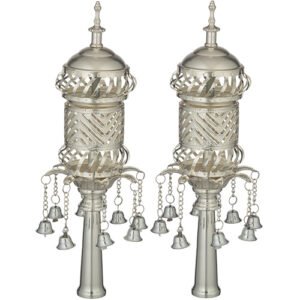 זוג רימונים ציפוי כסף לספר תורה 32 ס"מ