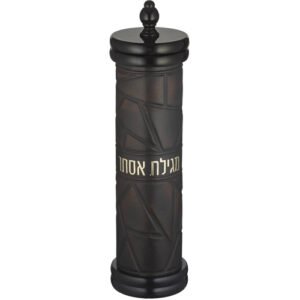 בית מגילה אשכנזי עץ + קוטר 9 ס"מ אקריליק עם פלקטה עבור קלף 25 ס"מ