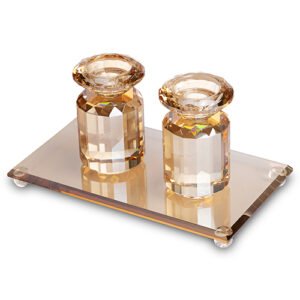 סט פמוט ומגש זהב קריסטל 23X13 ס"מ