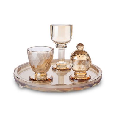 סט הבדלה מהודר מקריסטל עם מגש 25 ס"מ