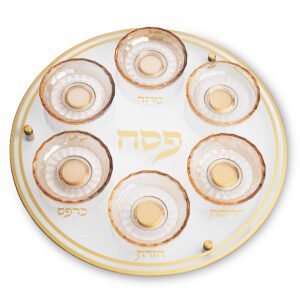 צלחת פסח מזכוכית וקריסטל מהודרת 40 ס"מ