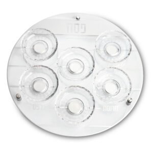 צלחת פסח מזכוכית וקריסטל מהודרת 40 ס"מ