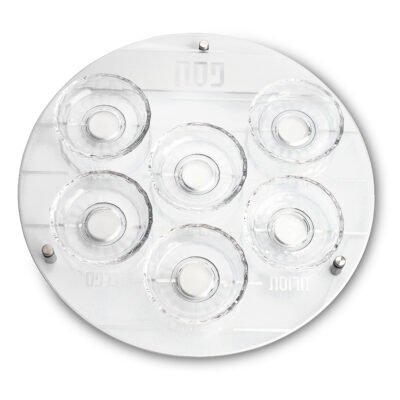 צלחת פסח מזכוכית וקריסטל מהודרת 40 ס"מ