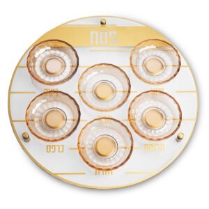 צלחת פסח מזכוכית וקריסטל מהודרת 40 ס"מ