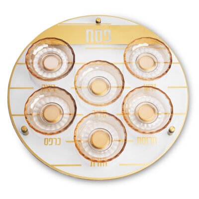 צלחת פסח מזכוכית וקריסטל מהודרת 40 ס"מ