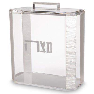 כלי למצה מהודר מאקריליק כיתוב לבן מט 22x26 ס"מ
